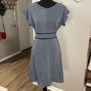 Monteau Los Angeles Large Blue and White Striped Dress
